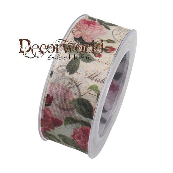 Szalag virággal textil 40mmx8m narancs