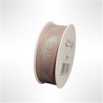 Szalag tollal textil 25mm x 10m barna-ezüst