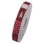 Szalag fenyőfával textil 15mmx8m piros