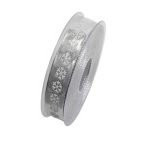 Szalag hópihével fényes 25mm x 10m ezüst