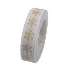 Szalag arany hópihével 25mm x 10m féhér