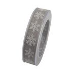 Szalag fehér hópihével 25mm x 10m ezüst