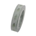 Szalag fenyővel glitteres 25mm x 10m zöld