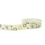 Szatén szalag 25mm x 20m Oslo krém/barna drótos szél