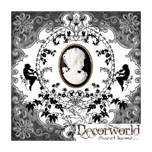 PPD Szalvéta 33x33cm Cameo black/white  20db