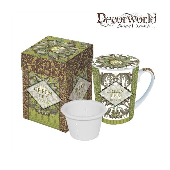PPD Bögre szűrővel,fedővel díszdobozban Green Tea
