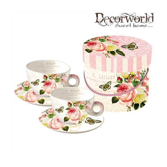 PPD Cappucino csésze szett/2 alátéttel díszdobozban Jardin Rose