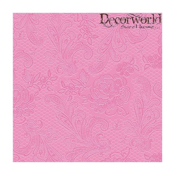 PPD Szalvéta 25x25cm Lace Embossed Pink 15 db