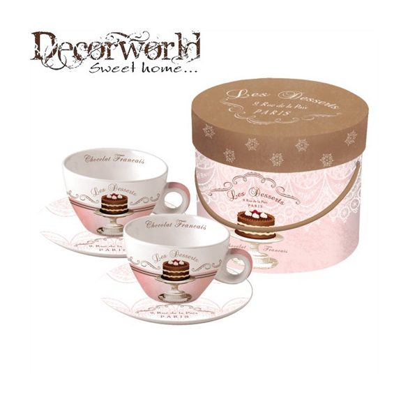 PPD Cappucino csésze szett/2 alátéttel díszdobozban Les Desserts