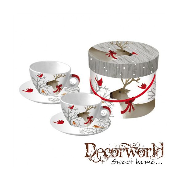 PPD Cappucino csésze szett/2 alátéttel díszdobozban Deer Friends