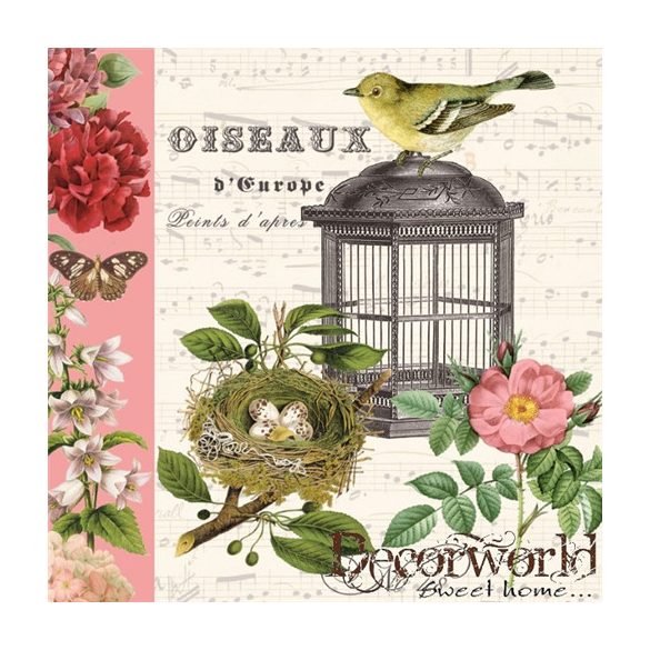 PPD Szalvéta 33x33cm Oiseaux  20db