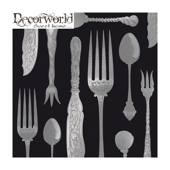 PPD Szalvéta 33x33cm Tableware Embossed Black silver  15 db