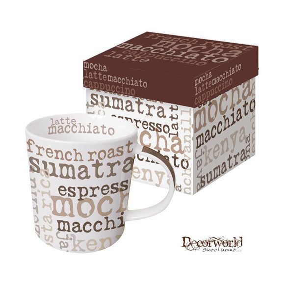 Porcelán Bögre díszdobozban - Mocha Graphic