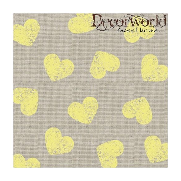 PPD Szalvéta 33x33cm Fashion Hearts taupe yellow