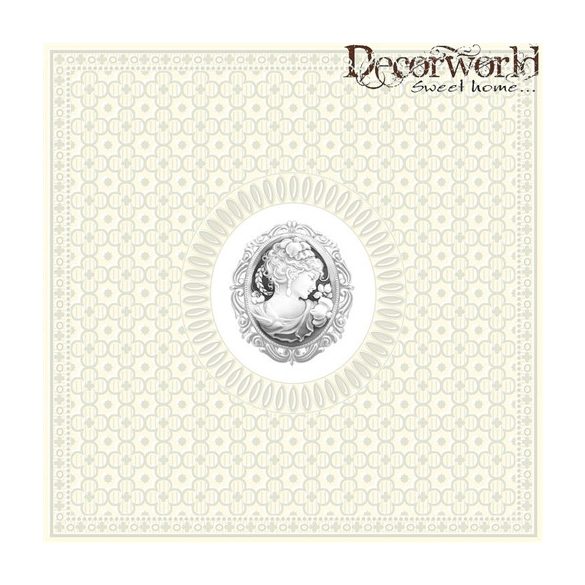 PPD Szalvéta 33x33cm Medallion Cameo Ivory  15db