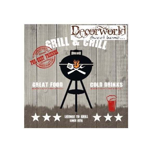 PPD Szalvéta 33x33cm Grill & Chill wood  15 db