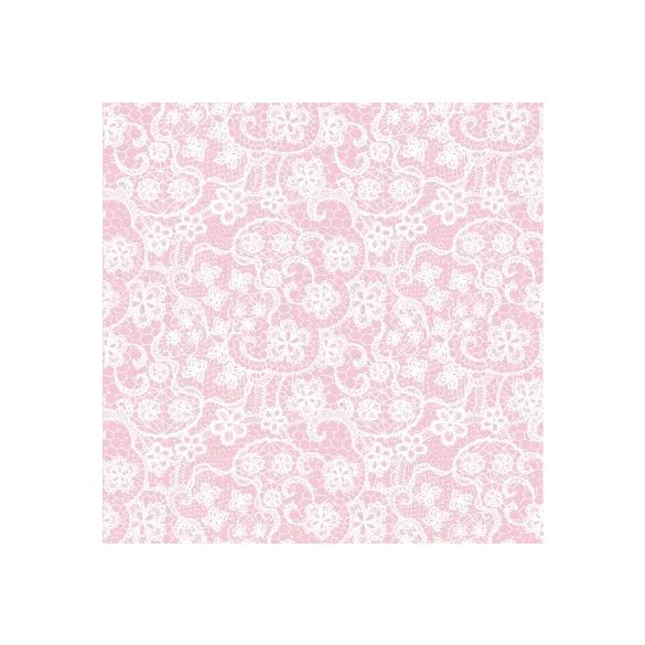 PPD Szalvéta 33x33cm Linen Lace rose  20db