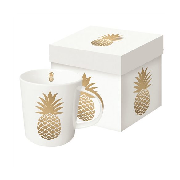 Porcelán Bögre díszdobozban - Pineapple real gold