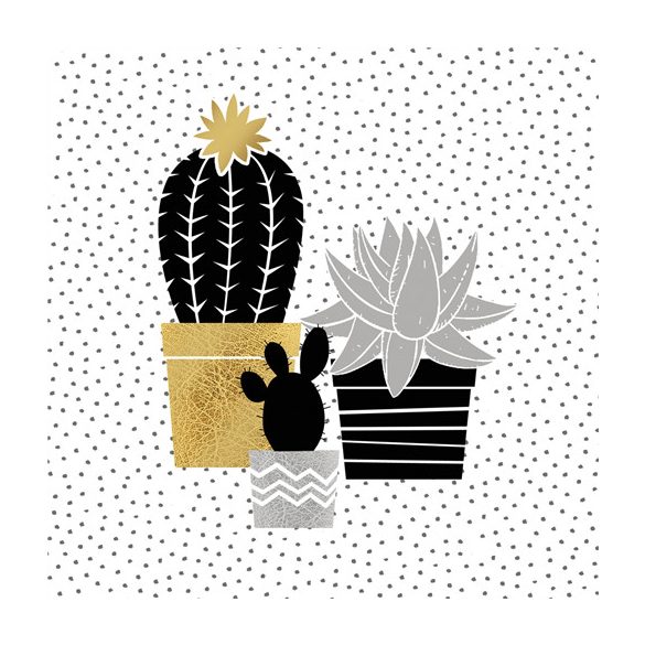 PPD Szalvéta 33x33cm Cactus Black Gold 20db