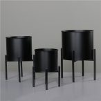 Fém kaspó szett 21 cm, 24 cm, 33 cm - Fekete S/3