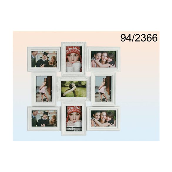 Fehér képkeret 52x52cm (5 x 10x15cm + 4 x 15x10cm)