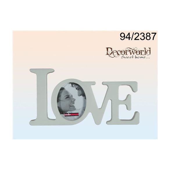 Fehér képkeret "Love" 35x18cm (1 fotónak: 12x14,5cm)