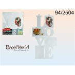   Fehér Plasztik fotó keret, "Love" 66x37cm, 2 kép 10x15 & 2 kép 15x10cm tasakban