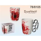 Fehér Kerámia Bögre, vérföltos, bokszer, 12,5x11cm