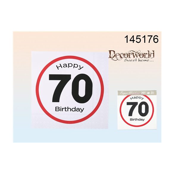 Szalvéta "Happy birthday 70" 33x33cm 3 réteg 20db/cs