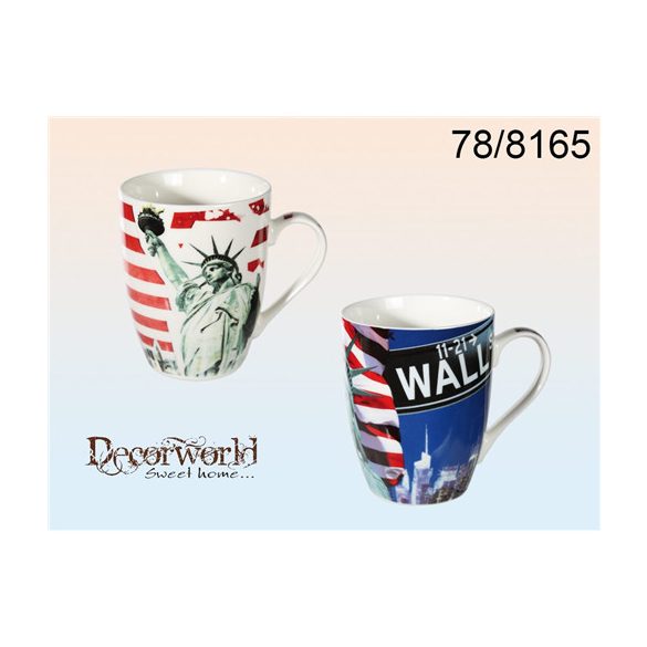 Porcelán bögre New York 10x8cm 2 féle