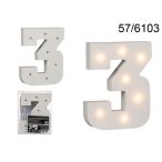 Fa szám "3" világító 7 LED 16cm AAA elemes