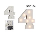 Fa szám "4" világító 7 LED 16cm AAA elemes