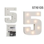 Fa szám "5" világító 7 LED 16cm AAA elemes