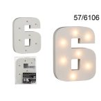 Fa szám "6" világító 7 LED 16cm AAA elemes