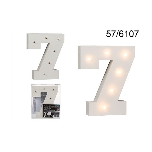 Fa szám "7" világító 6 LED 16cm AAA elemes