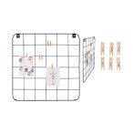 Fém fali rácso 6 fa csipesszel 48 x 48 cm - Fekete