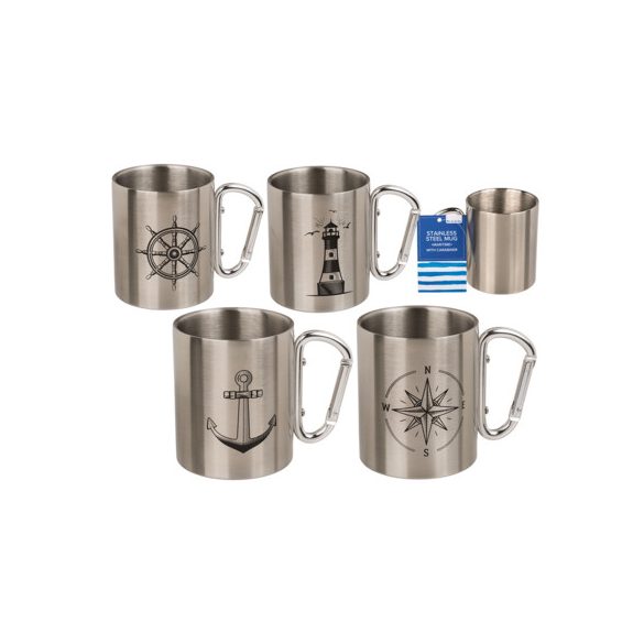 Rozsdamentes acél bögre karabinerrel, Maritime