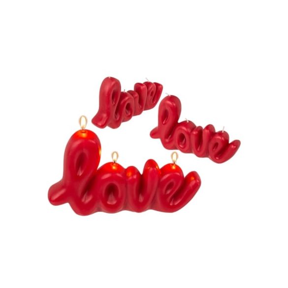 Gyertya "love" felirat 30x11,8cm - Piros