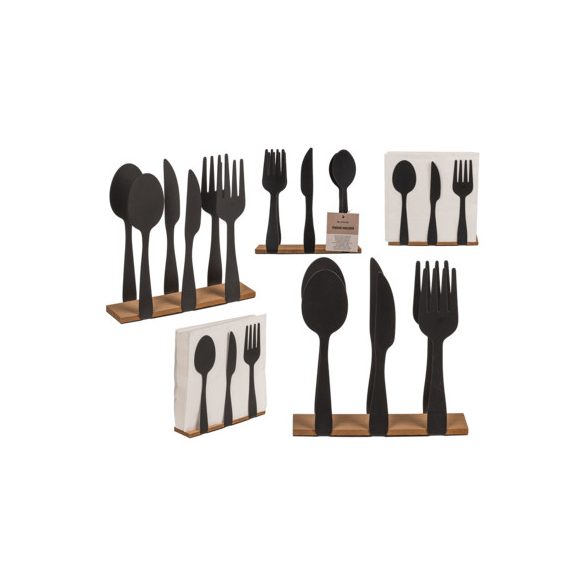 Szalvétatartó fém evöeszközök 16,5x4x16,5 cm - Fekete