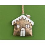 Akasztós házikó 10x10cm fém bronz 20cm