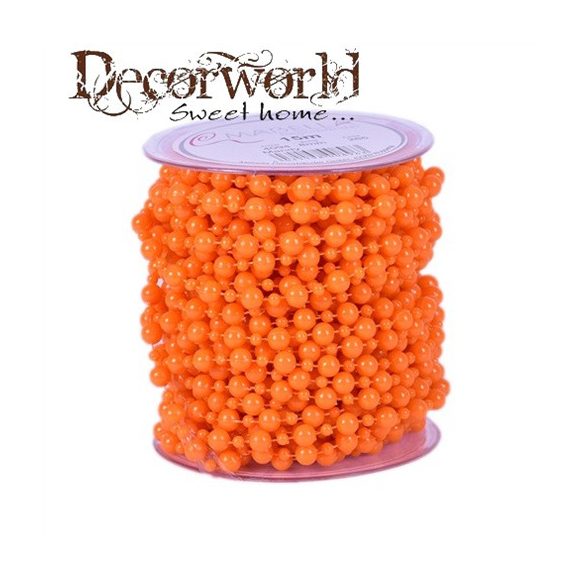Szalag gyöngy textil 8mmx15m narancs