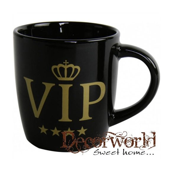 Bögre VIP mintával porelán 10cm fekete