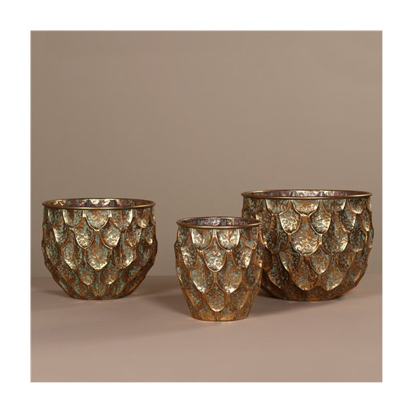 Fém kaspó szett 26 cm, 28 cm, 30 cm - Arany S/3