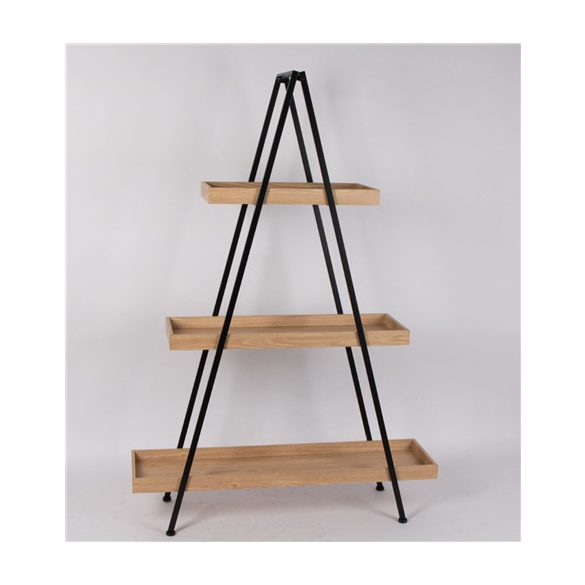 Fa + fém polc 3szög 3 emeletes 155cm