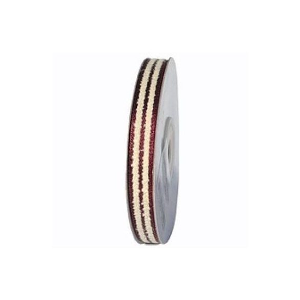 Dekorációs textil szalag 10mm x 10m - Bordó/ekrü