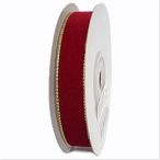 Bársony szalag arany széllel 16mm x 10m - Bordó