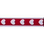 Textil szalag szív mintás 9mm/10m, piros/fehér