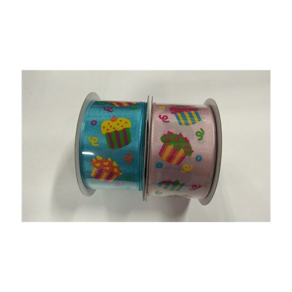 Szatén dekorációs szalag mintás több színben 38mm/10m