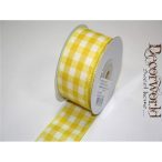 Textil szalag kockás drótos sárga 38mm/10m