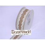 Textil szalag csipkés szélű natúr 38mm x 10m